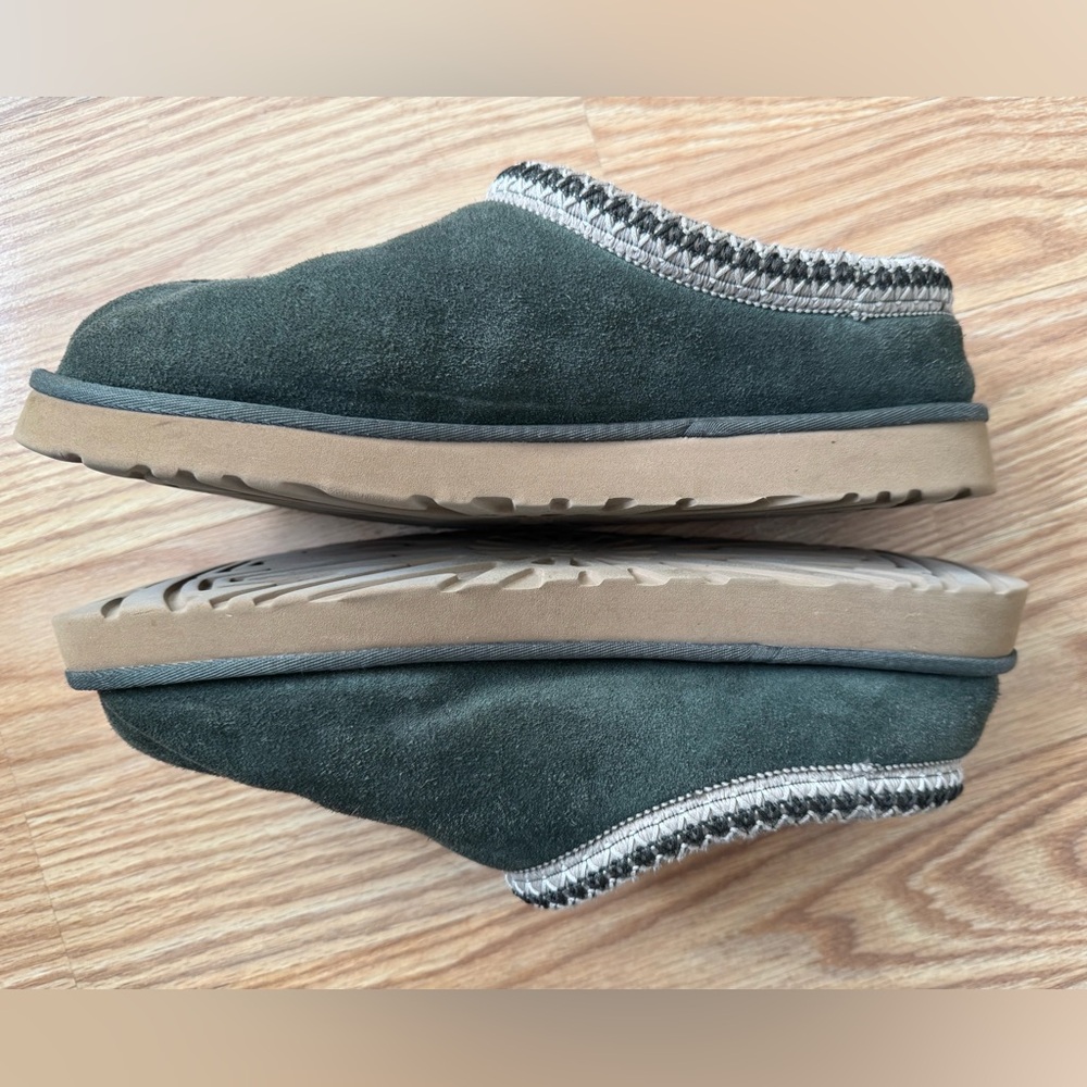 UGG men’s Tasman Green Loafers with Tan Sole